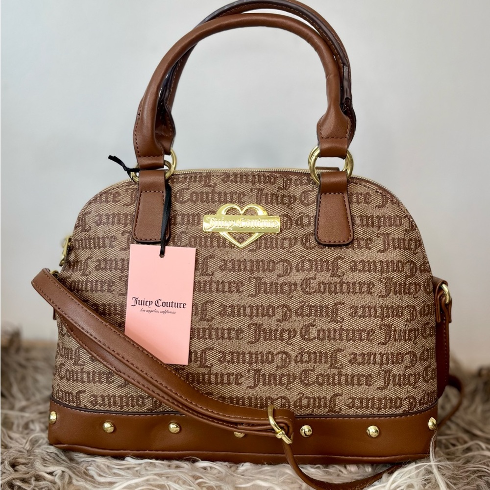 JUICY COUTURE Women Bag Glam Dome Satchel - Brown Chestnut Chino - NWT